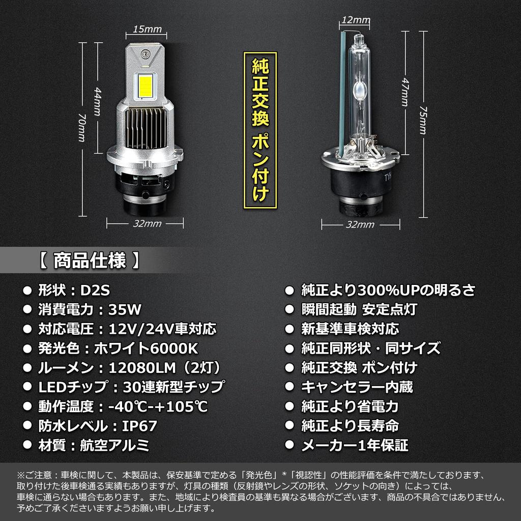 First OPPLIGHT D2S LED Headlight Converts Factory HID to Vehicle Inspection OEM 12V Vehicle Fan Compatible with Factory D2S LED Bulbs for Factory Set