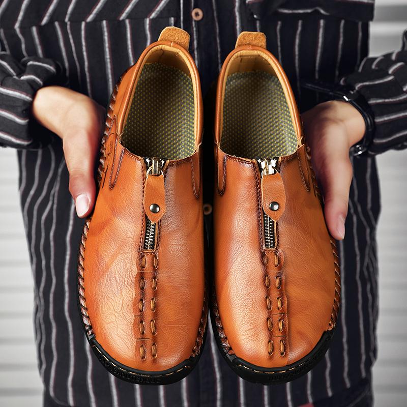 Handmade Leather Casual Men Shoes Design Sneakers Men Comfortable Leather Men Loafers Hot Sale Moccasins Driving Shoes Size 48