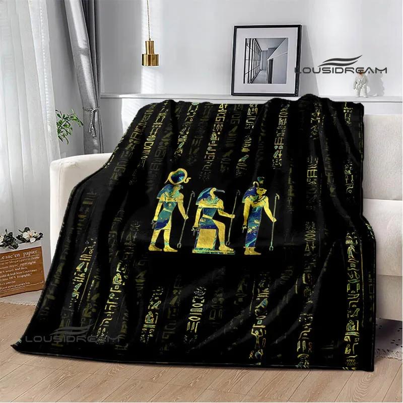 Egyptian Pictograph Symbol Printed Blanket Picnic Blanket Warm Flannel Blankets Home Bed Linings Blankets for Beds Birthday Gift