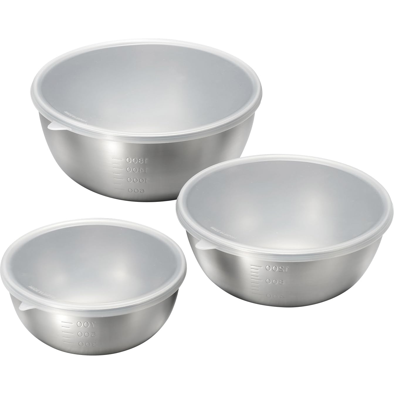 Wahei Freiz Made in Japan Stainless Steel Bowl Set with Lid Simple and Functional Salad Bowl for and Whisking Tsubame-Sanjo - Mixing, Kneading, -