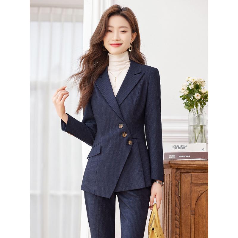 

Women s High-End Black Striped Suit Set - Long-Sleeved Professional Formal Wear for Autumn/Winter 2026. M
