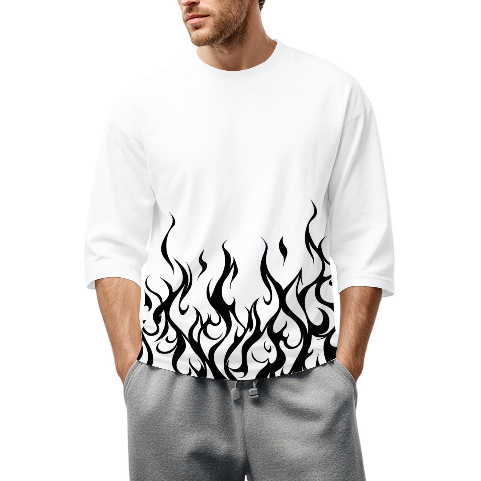 

Мужская повседневная модная футболка с круглым вырезом и рукавом три четверти XL белый