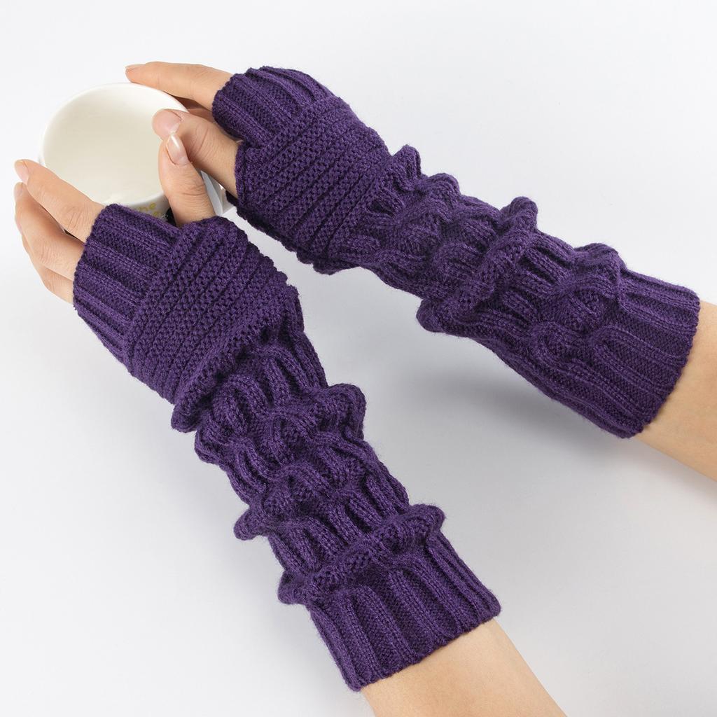 Wool Gloves New Autumn and Winter Knitted Fingerless Sleeves for Men and Women Warm Pile Wristbands Fake Sleeves