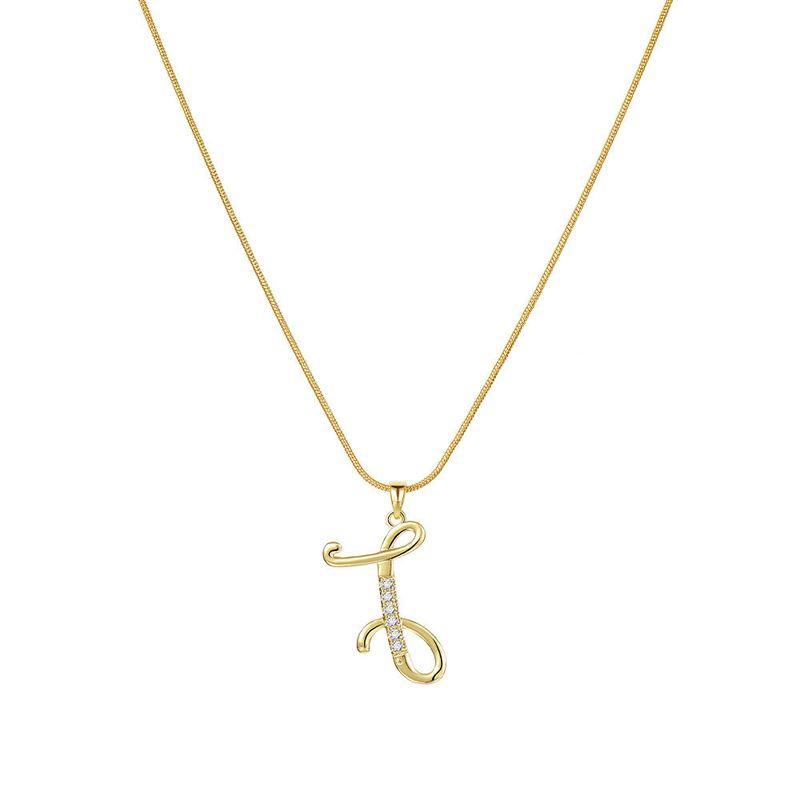 Europe and America Cross Border 26 Letters Copper Inlaid Zircon Snake Chain Necklace Letter Gold Pendant Creative Minimalist Letters