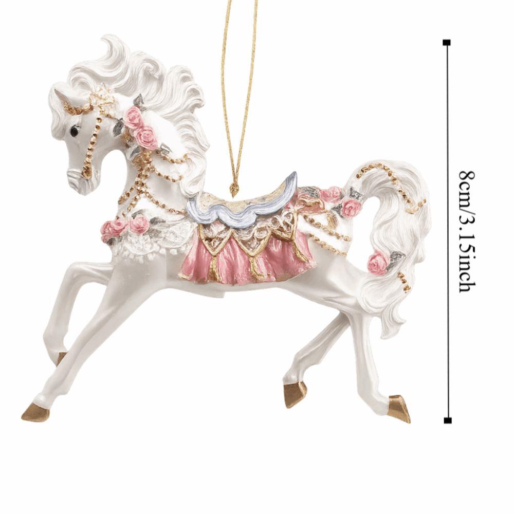 Weißes Pferd Weihnachts-Hängeanhänger Acryl-Taschenanhänger Charms Auto-Pferdeanhänger 2D Flaches Weihnachtsbaum-Ornament Navidad Dekor