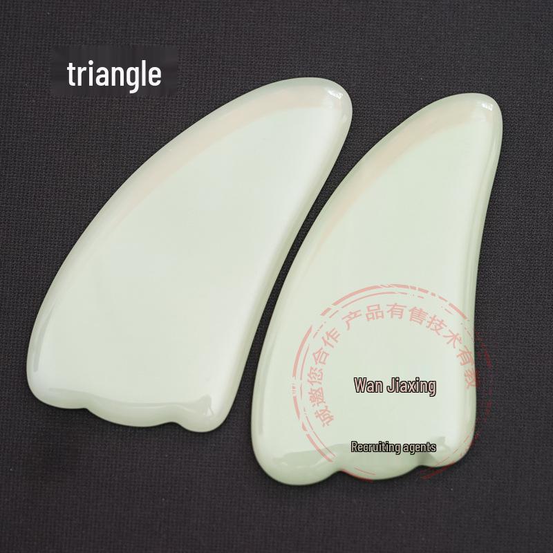 Jade Gua Sha Fish-shaped Face and Body Scraping Board - Transparent Crystal Acupressure Massage Tool.