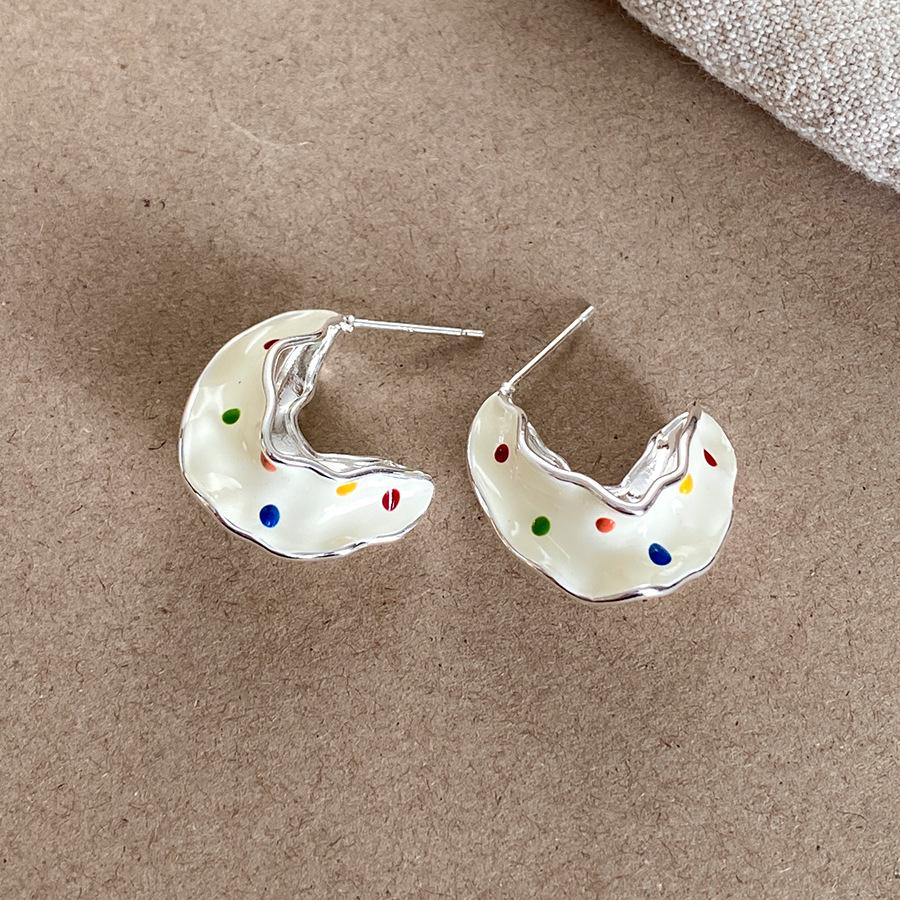 Silver Needle French Drip Oil Polka Dot Earrings: Elegant, Unique, High-End Design