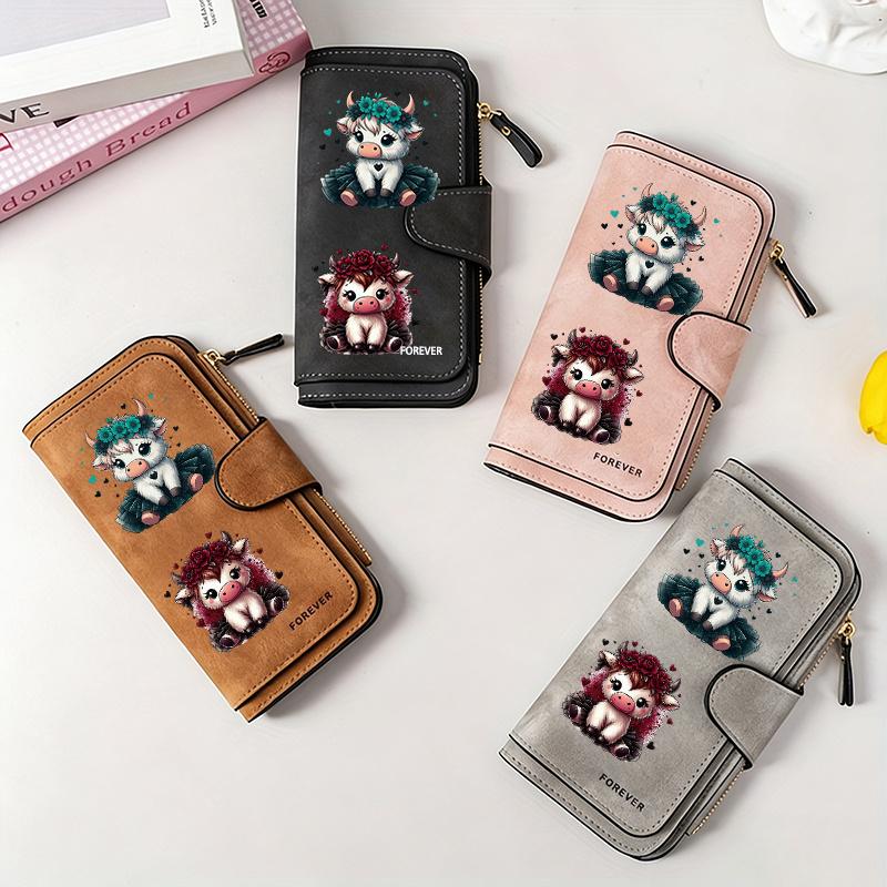 Scottish Highland Cow Women's Long Wallet, a Multifunctional Wallet with a Portable Snap Closure Coin Purse, Is an Ideal Choice for Birthday Gifts