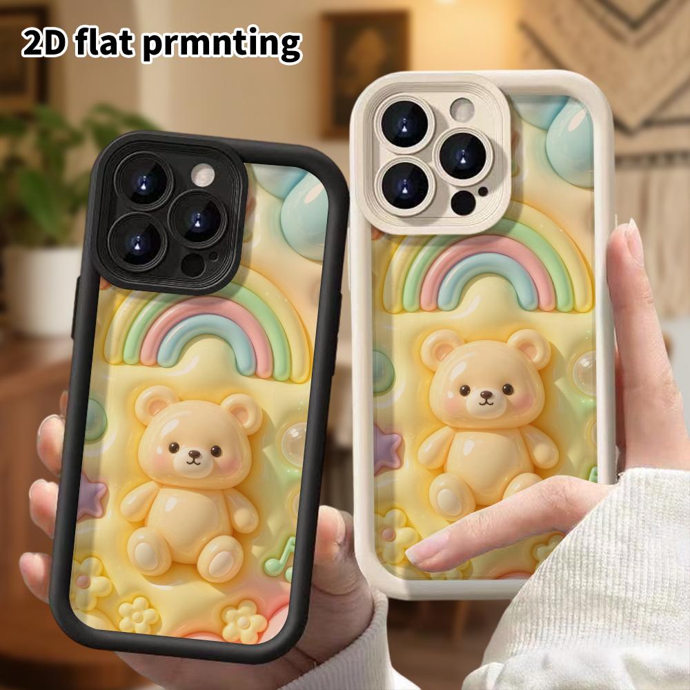 Phone Case: 2D Flat Design Suitable for iPhone 18 17 16 15 14 13 Pro Protective Case, Creamy Little Bear, Perfect Christmas and Halloween Holiday Gift