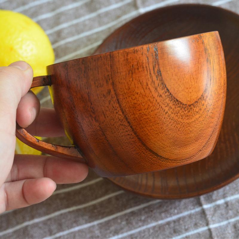 Wooden Cup Japanese Style Tea Mug Natural Wood Water Cup Kids Juice Milk Drinking Cup Coffee Mug Teacup 200ML Home Drinkware
