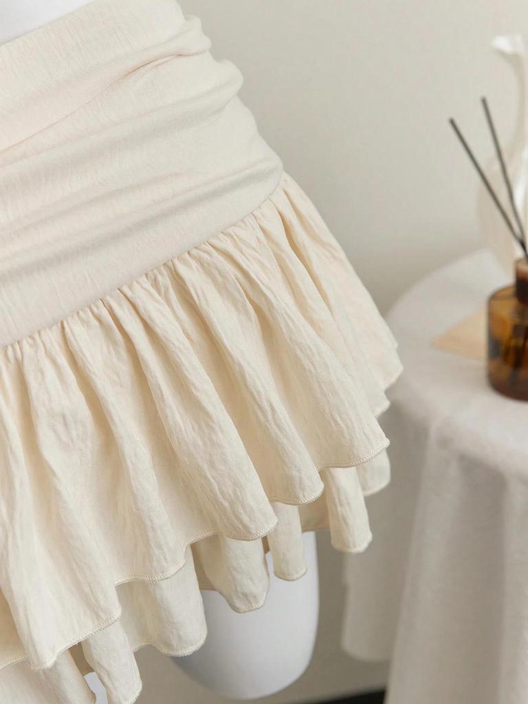 New Sexy High-Waisted Irregular Layered Ruffle Mini Skirt