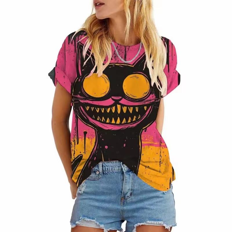 

Summer Romantic Countryside Purple and White 3D Floral Print Daily Casual Versatile Women s Short Sleeved T-shirt S