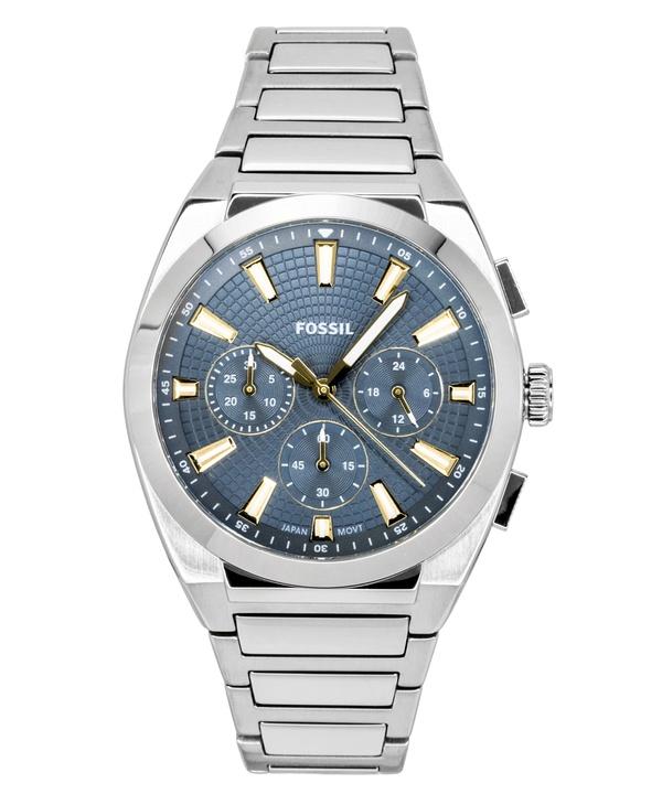 Fossil Orologio da uomo Everett Cronografo Acciaio Inossidabile Quadrante Blu Quarzo FS6154