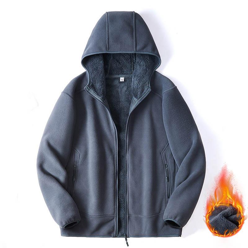 Męska kurtka polarowa z kapturem, aksamitnie wyściełana, jesienno-zimowa, rozpinana, polarowa, modna odzież wierzchnia, topy XXXL, bluza z kapturem