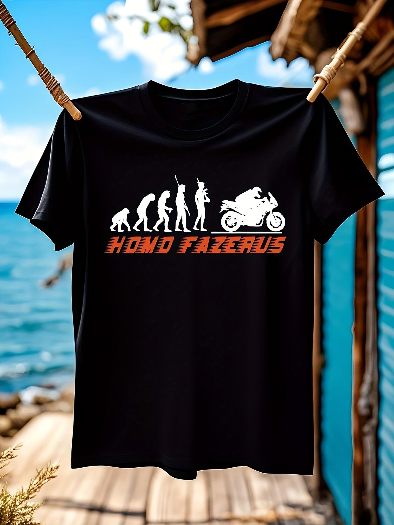 Motorcycle Evolution Graphic Tshirt Black Cotton Tee with... XL