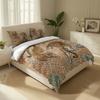 3Pcs Cool Tiger Bedding Set (1 Quilt Cover + 2 Pillowcases, No Core), Green Leaf Print Element Pattern Quilt Cover Bedding Set