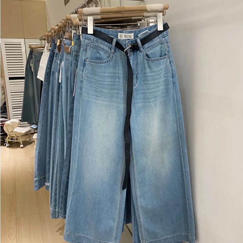 Thirteen Rows 2025 Spring/Summer Korean Style High Waist Wide Leg Jeans for Women