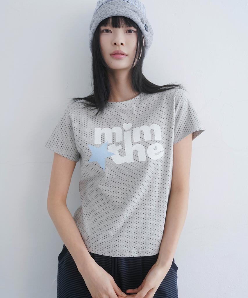 Mimdeowodeulobeu Mimthe Star Dot Crop T-Shirt_Light Gray