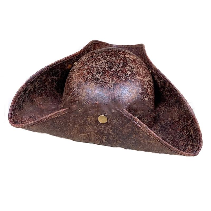 

Взрослая пиратская шляпа из искусственной кожи для зимы и осени для креативного косплея на Хэллоуин, рейв-вечеринки, джазовая шляпа, регулируемая, с широкими полями 1