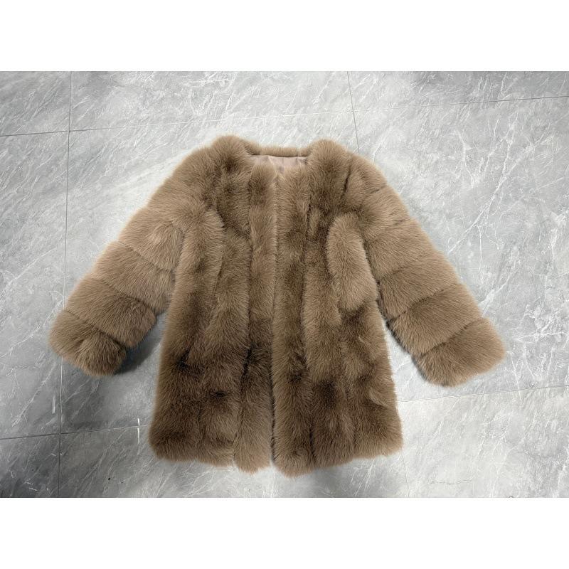 Neuer Imitations-Fuchspelzmantel Damenbekleidung mittel und lang Pelz Direktverkauf Pelz Damen