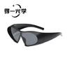 European and American fashion future technology wind large frame special-shaped one-piece sunglasses Spice girl personalized retro concave sunglasses