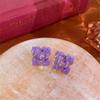 Glaze Purple Color Flower Stud Earring for Women French Retro Elegant Korean Sweet Ear Wedding Party Jewelry Gift