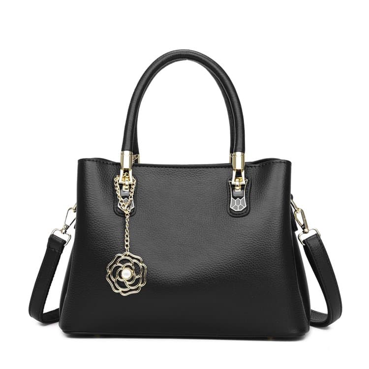 

Женская сумка через плечо-мессенджер с узором личи чёрный