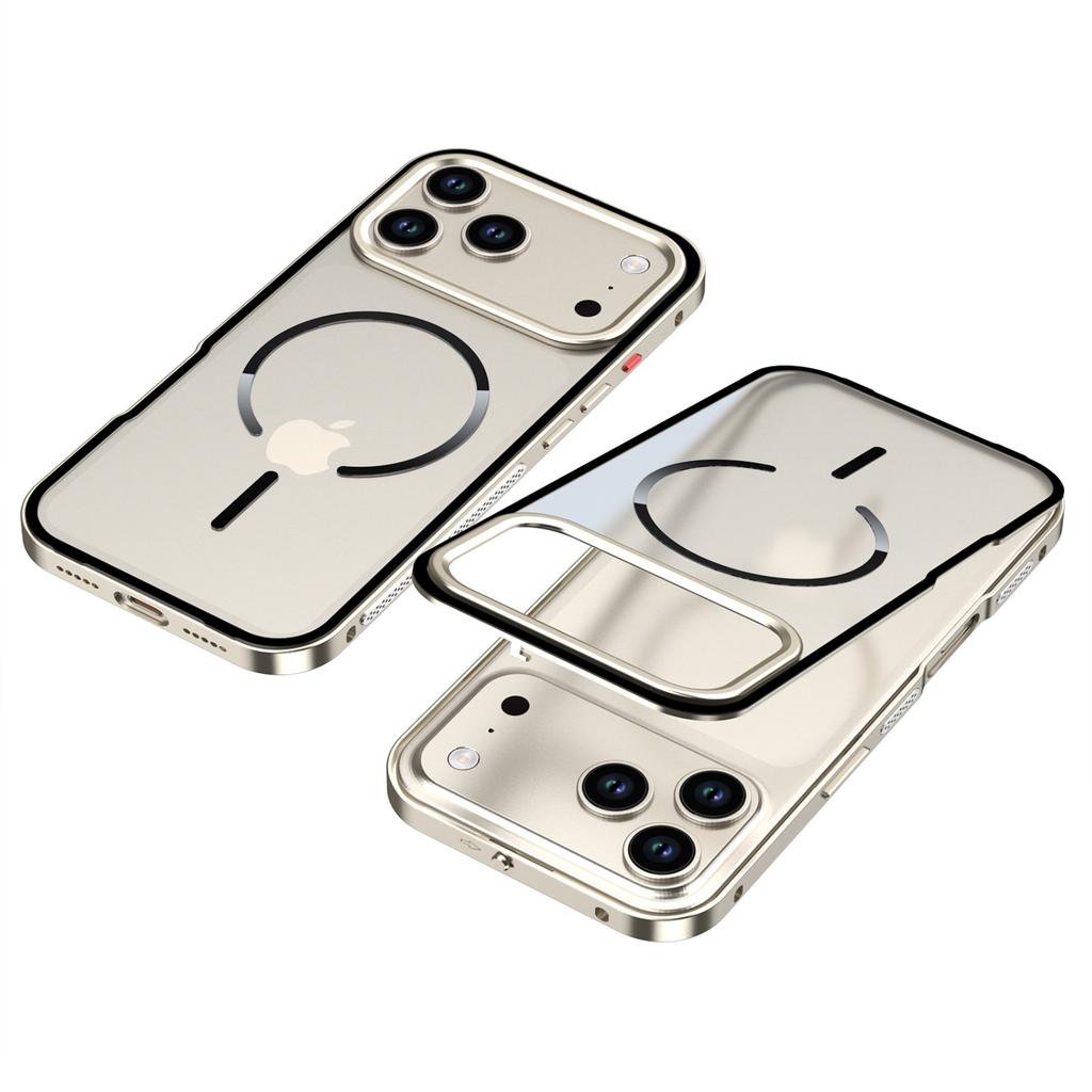 For iPhone 17 Pro Case Compatible with MagSafe Aluminium Alloy PC Matte Phone Cover Pop-Up Snap Lock