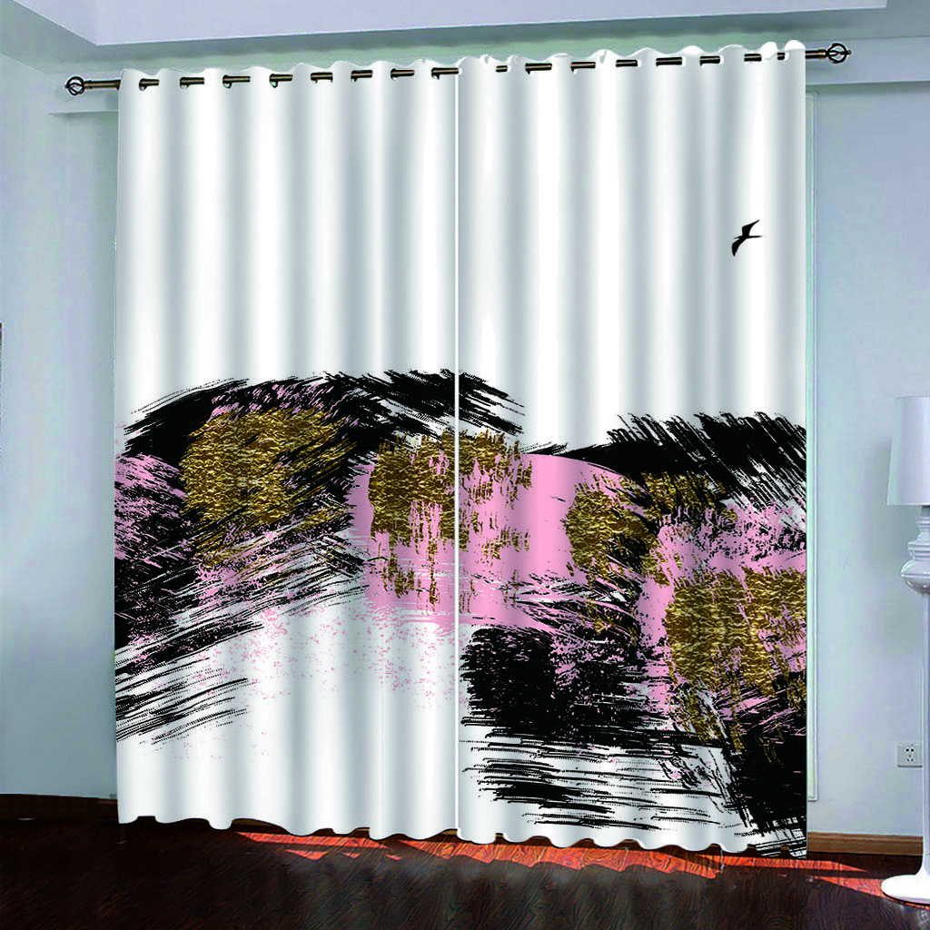 Creative Gold Black Art Prints 3D Printed Blackout Curtain For Kids Girl Bedroom Living Room Decoration Window Treatment Drapes