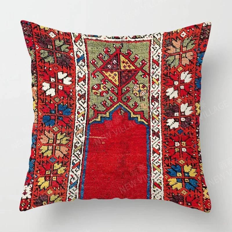 Home Decor Colorful Ethnic Pattern Digital Print Pillow Covers Pattern Cushion Cover Suitable for Sofa Bedroom Car Pillow Cover