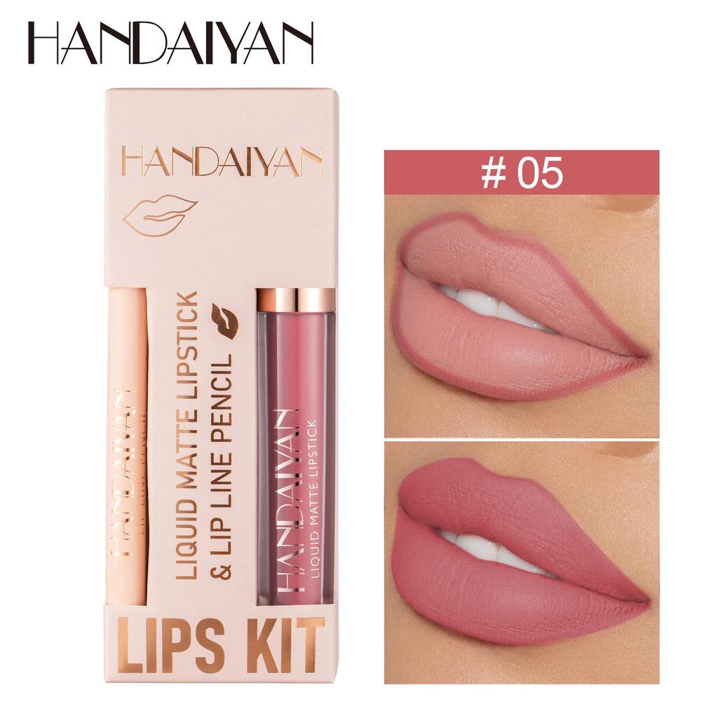 Matte Waterproof Lipstick, Gloss, and Lip Liner Set - Non-stick, Non-fading