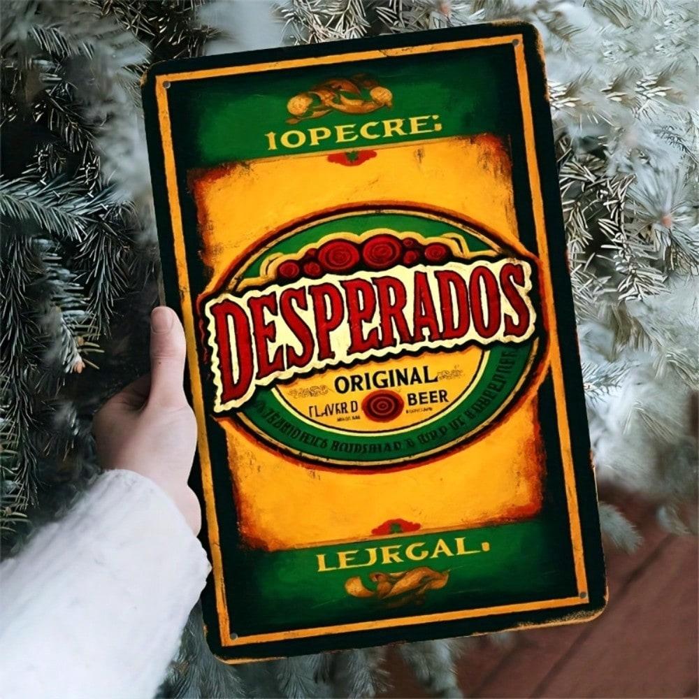 

Винтажная металлическая жестяная настенная табличка Desperados Beer, Арт-декор для кухни, бара 20x30 разноцветный