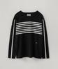 PUBLICFIGURE Striped Boat Neck Sweater_Black