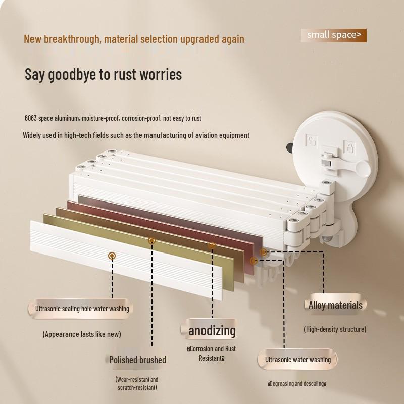 Retractable Shower and Clothes Drying Rod with Suction Cup Attachment