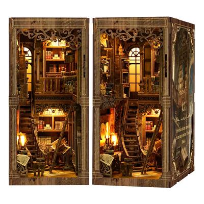 BookNook Kit Dollhouse Kit Miniature House Suitable for and All Includes LED Lights - - -BookNook- Beginners, Teenagers, Ages, (European-Style Study)