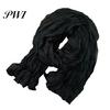Unisex Long Scarf Women Solid Color Pleated Retro Autumn Warm Winter Soft Vintage Inspired