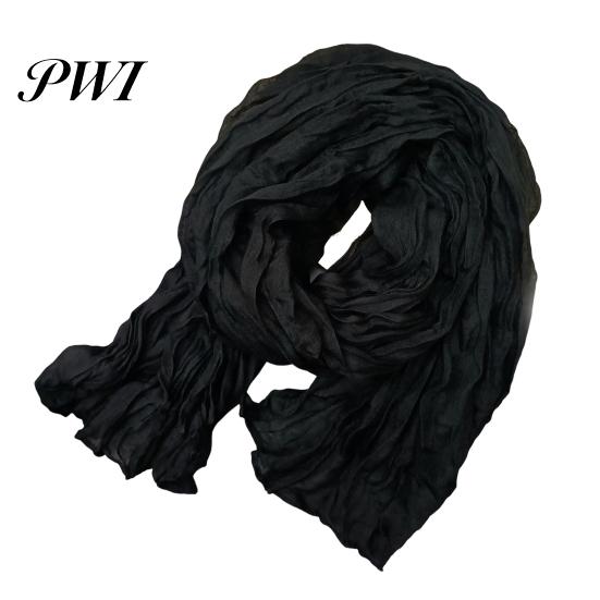 Unisex Long Scarf Women Solid Color Pleated Retro Autumn Warm Winter Soft Vintage Inspired