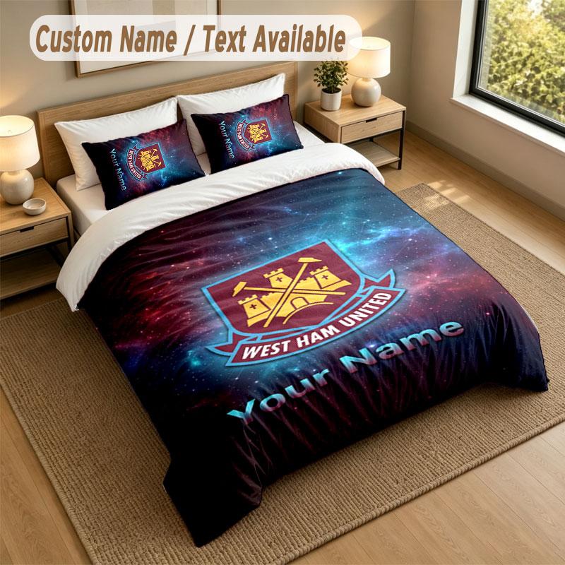 Bedding Set 1 Duvet Cover 2 Pillowcases West Ham United FC Print Soft Bed Linen Bedroom Decor