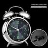 Luminous Silent Metal Ringing Alarm Clock for Student Dormitory or Children's Room, Rechargeable with Snooze Feature