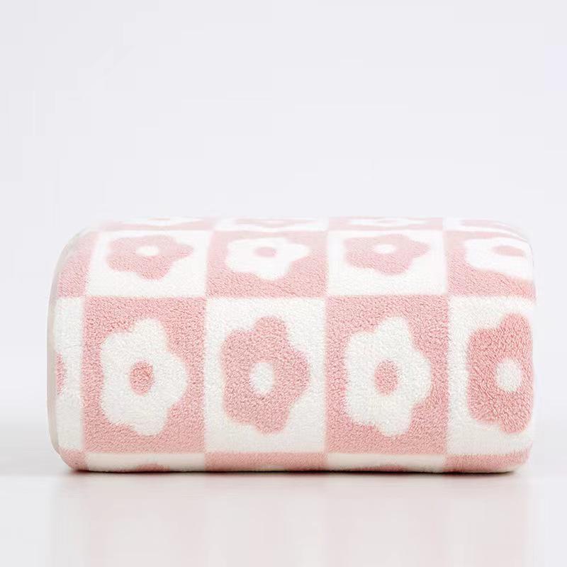 Soft Plaid & Floral Coral Fleece Towel Set - Couple's Home Gift