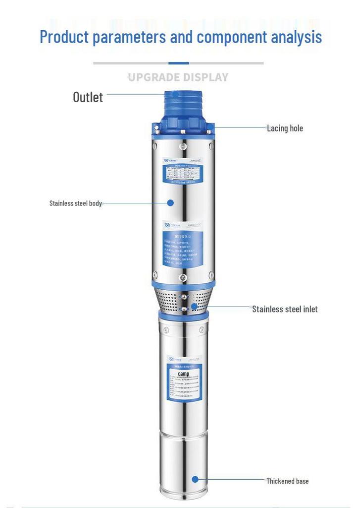 QJD Stainless Steel Deep Well Submersible Pump for High Head and Large Flow