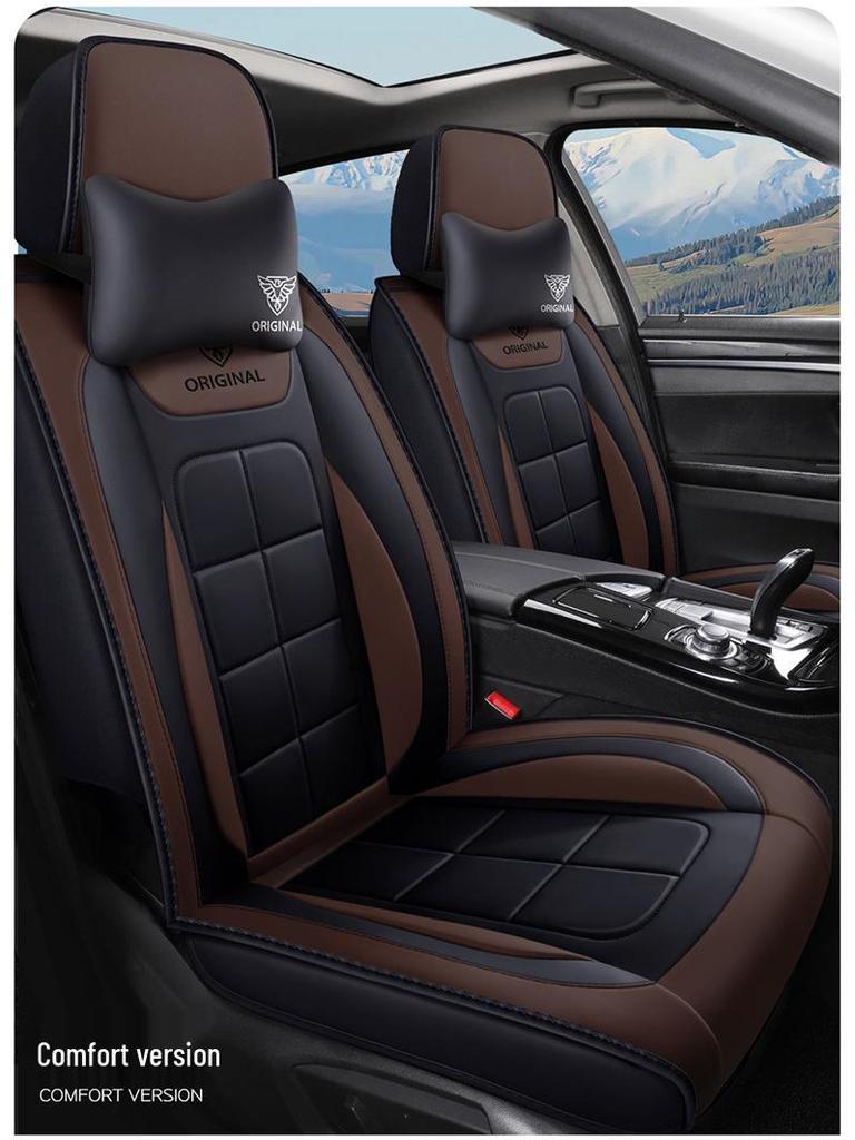 Universal Full-Surround Leather Car Seat Covers - Breathable, Wear-Resistant, Dirt-Resistant, Four-Season, for Five Seats.