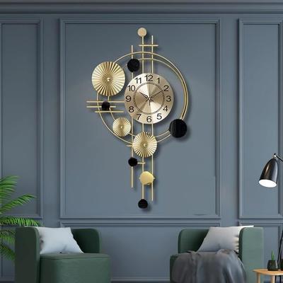 Oturma Odası için Metal Duvar Saati, Sessiz Mekanizma, Lüks Metal Asılı Duvar Sanatı Saati, İdeal Ev Dekorasyon Ürünleri
