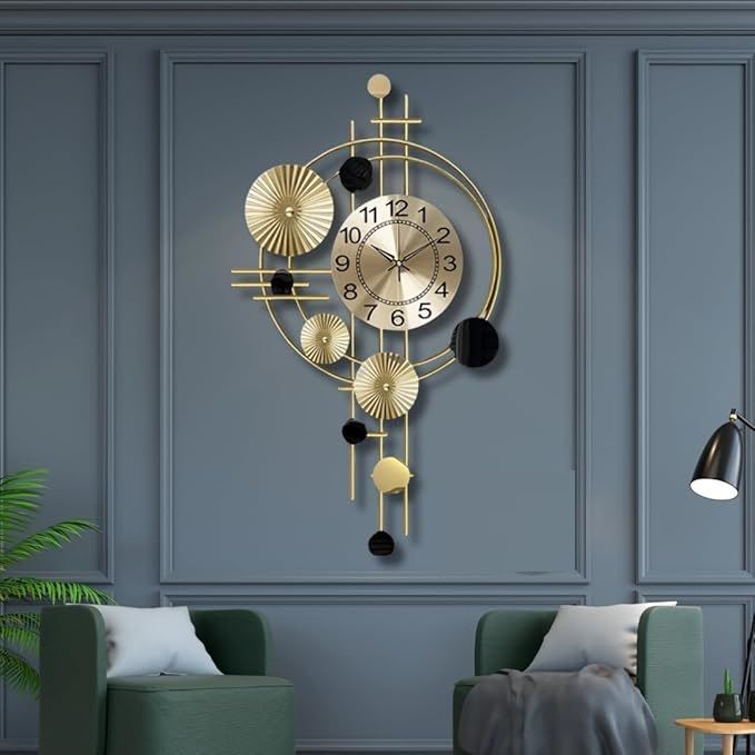 

Металлические настенные часы для гостиной, механизм с плавным ходом, роскошные металлические настенные часы, идеальные предметы домашнего декора 37 INCH