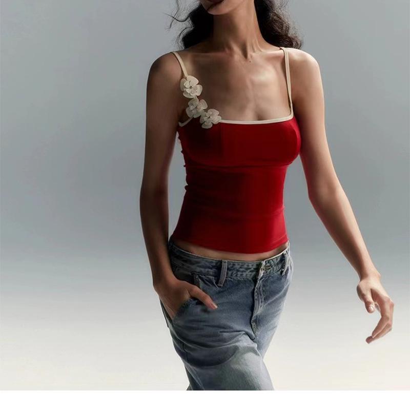 

Женский цветочный топ-майка для йоги - Ударопрочный, красивый дизайн спины, майка для бега и фитнеса Medium красный