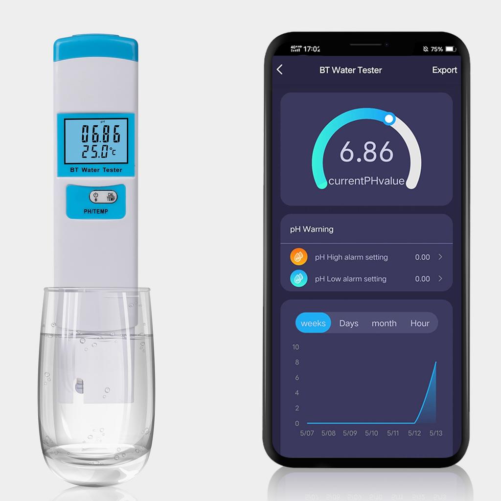 2 In 1 pH/TEMP Meter pH Tester High Accuracy Water Quality Tester with 0-14 pH Measurement Range for Household Drinking Pool