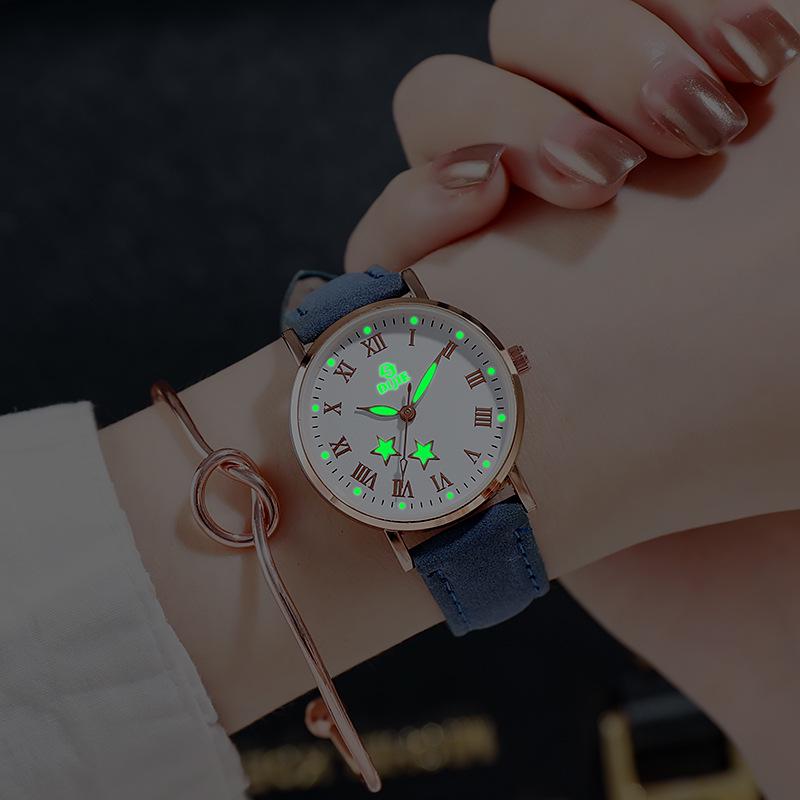 

Роскошные кварцевые часы унисекс в корейском стиле - Светящиеся, Элегантные, Маленький циферблат для студентов и вечеринок