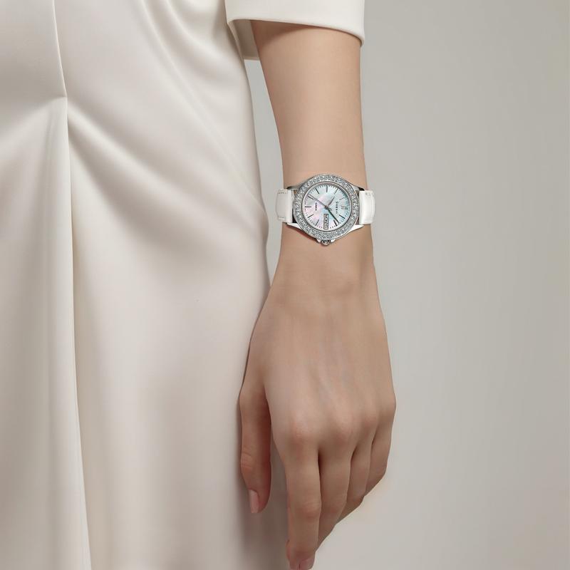 Casio SHEEN Waterproof 50 Meters Quartz Movement Leather Strap Japanese and Korean Watch Women's Watch Mother-of-pearl Dial SHE-4800L-7A
