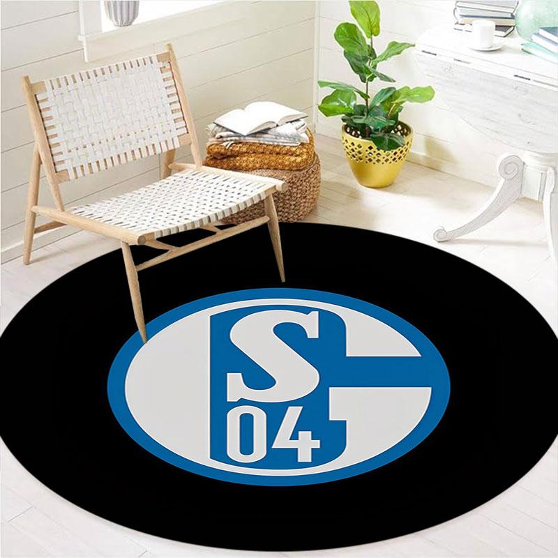 FC Schalke 04 Round Area Rug,Carpet Rug for Living Room Bedroom Sofa Playroom Decor,Non-slip Floor Mat