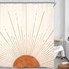 Rust Sun Abstract Shower Curtain Set Simple Medieval Vintage Sunrise Polyester Waterproof Bathroom Curtain With Hook